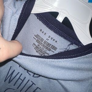 Rae Dunn Light Blue Tee with Navy Trim